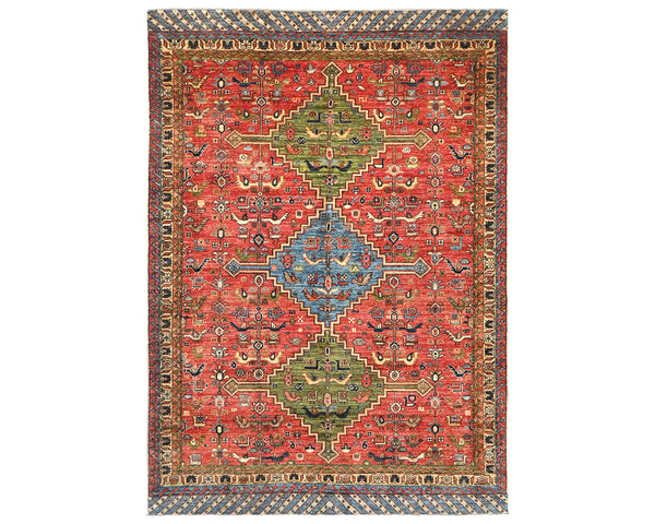 6x8 Rusty Red Ersari Afghan Hand Knotted Veg Dye Wool Area Rug